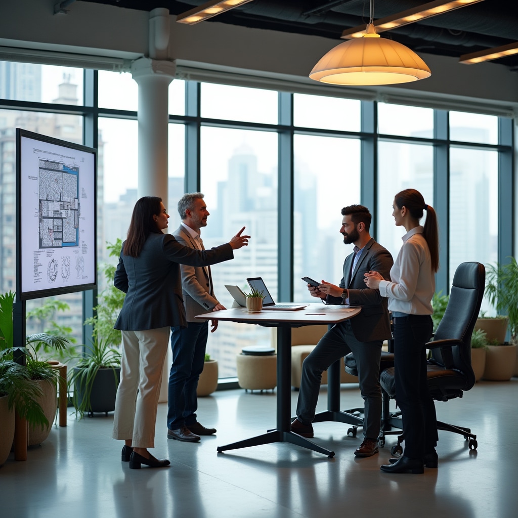 Spațiu de birou modern optimizat cu zonare funcțională